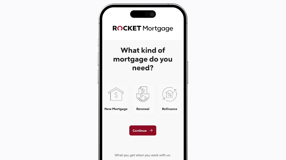 An example of a multi-step form design - Rocket Mortgage flow