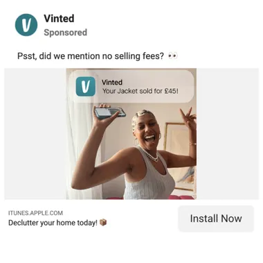 Screenshot of a Meta ad by Vinted