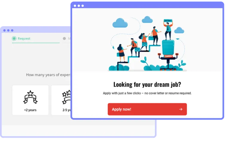 Heyflow-Screenshots – Auf der Suche nach Ihrem Traumjob