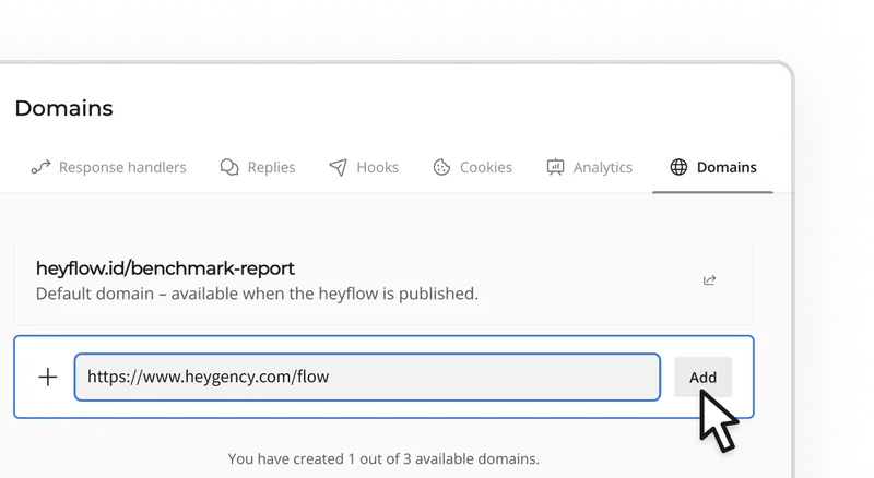 Heyflow screenshot - domain configuration